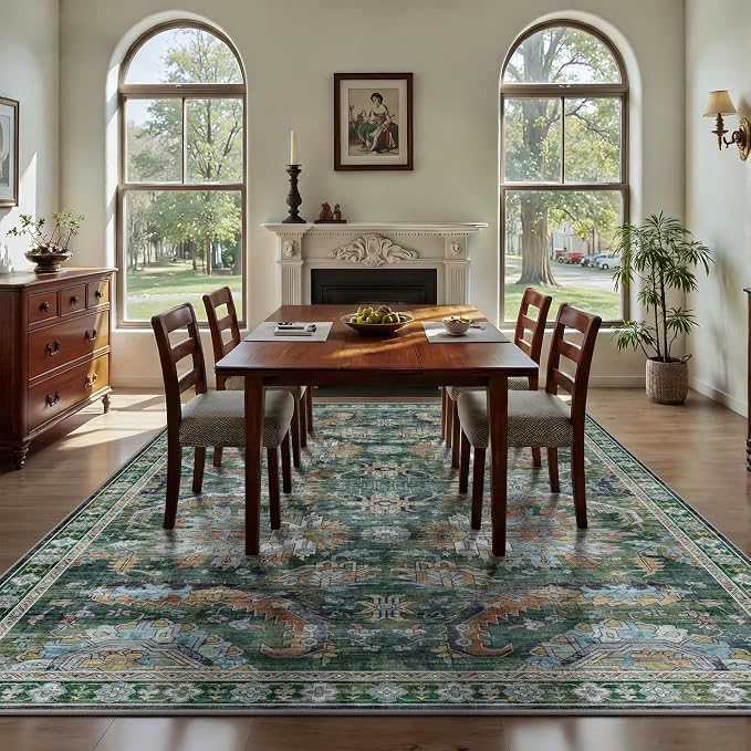 5x7 Area Rugs, Vintage Retro Soft Washable Rug, Non-Slip Low Pile Rugs - Image 4