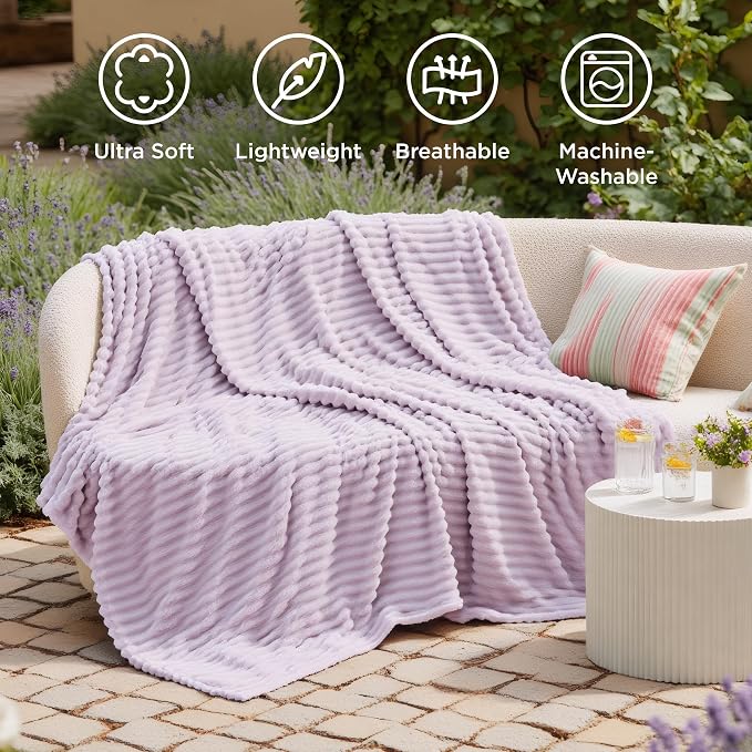 Bedsure Soft Throw Blanket for Couch Decor Gifts Lavender Fog 50"x70" | - Image 5