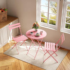 3-Piece Folding Bistro Set Outdoor Patio Furniture, Space-Saving Foldable - Image 6