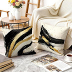 OBSEDE Abstract Black Gold Ink Brush Strokes Throw Pillow Covers 18 × 18 in - Image 6