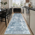 Soalmost Runner Rug 2'6"x8' Kitchen Hallway Runners Abstract Blue/Grey | by Soalmost
