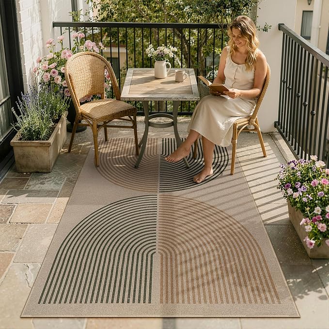 Lahome Enfys Modern Rainbow Easy Jute Rug, 4x6 Washable Rugs - Image 3