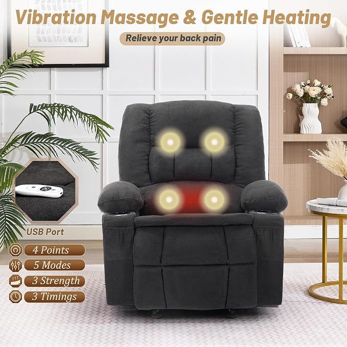 Rocker Recliner Chair with Massage and Heat, Recliner Chair - Image 3