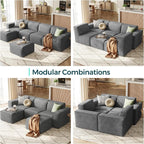 LINSY HOME Modular Sectional Sofa, Corduroy Sectional Cloud Couches - Image 7