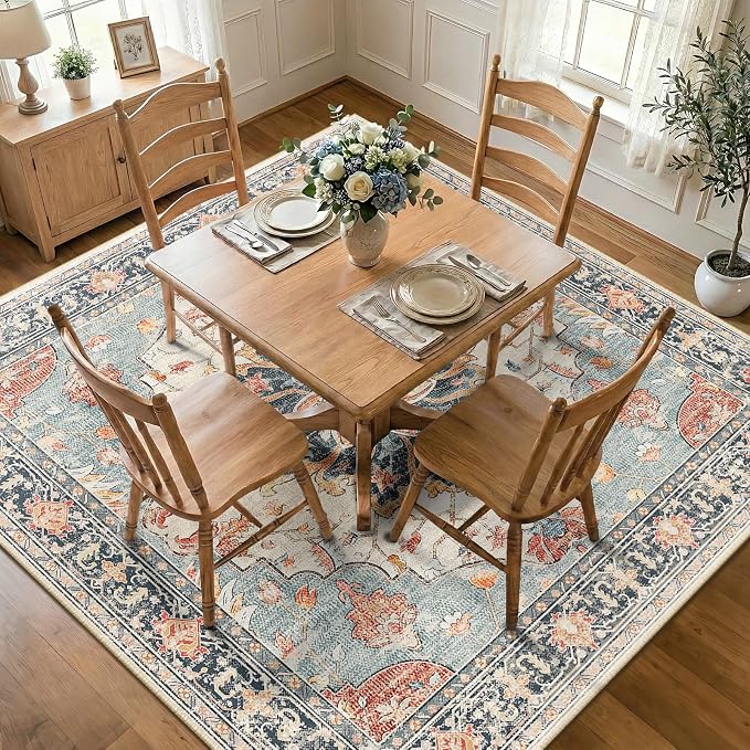 RELEANY Washable Area Rug, Square 8'x8', Water Repellent, Pet Friendly - Image 2