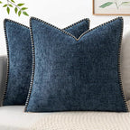 MIULEE Decorative Couch Throw Pillow Covers 18x18 Inch Dark Blue 2 Pack | by MIULEE