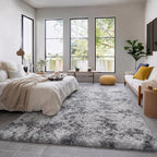 Amdrebio Tie-Dyed Light Grey Fluffy Area Rug 4x6 - Image 3