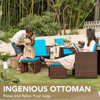 Devoko 9 Pieces Patio Dining Sets Outdoor Space Saving Rattan Chairs - Image 6