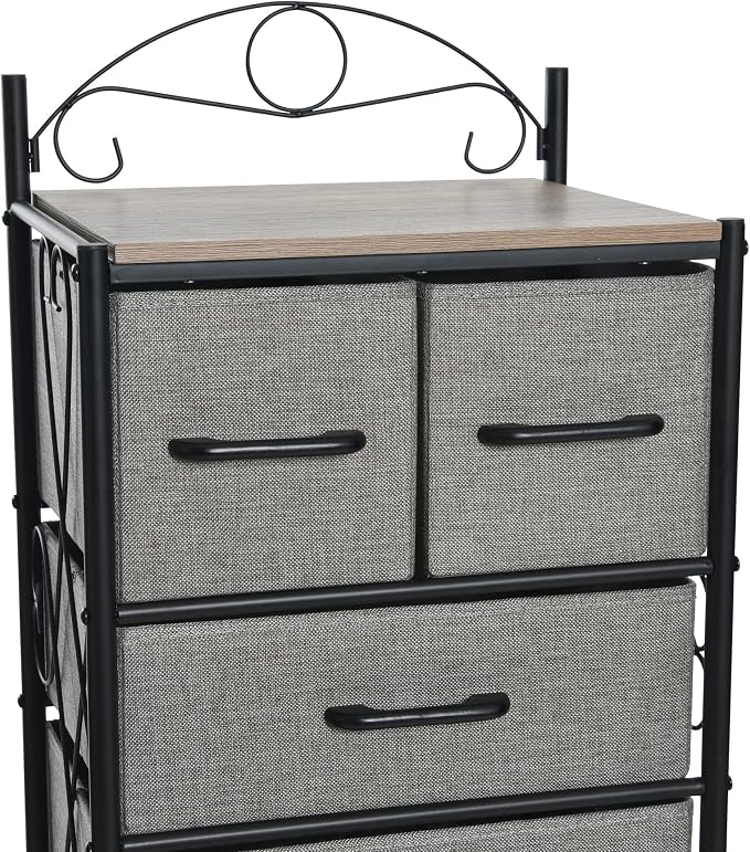 Household Essentials Ashwood & Iron Eight-Drawer Dresser Tower - Image 6