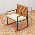 Outsunny Outdoor Rocking Chair Set of 2, Acacia Wood Outdoor Rockers - Image 7