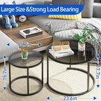 aboxoo Nesting Coffee Table Grey Glass Table Set of 2, Small Round Glass - Image 2