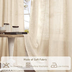 Semi Sheer Window Linen Curtains 54 Inch Length, 34 x 54 Inch | Light Filtering - Image 8