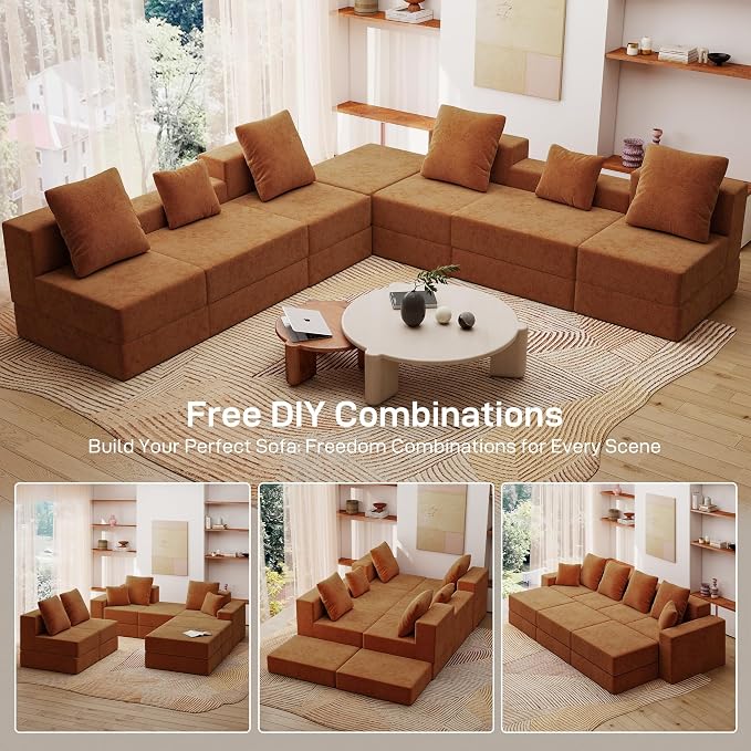 Living&Giving 128" U-Shaped Cloud Sectional Couch - Image 5