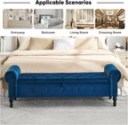 Storage Bench for Bedroom, Velvet 67" End of Bed Bench, King Size Bench - Image 6