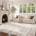 9x12 Area Rugs for Living Room Bedroom Dining Room Washable Beige Ivory | Soft - Image 3
