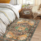 Yamaziot Washable Area Rug, 4x6 Non-Slip Boho Living Room Bedroom Rug | Stain - Image 6