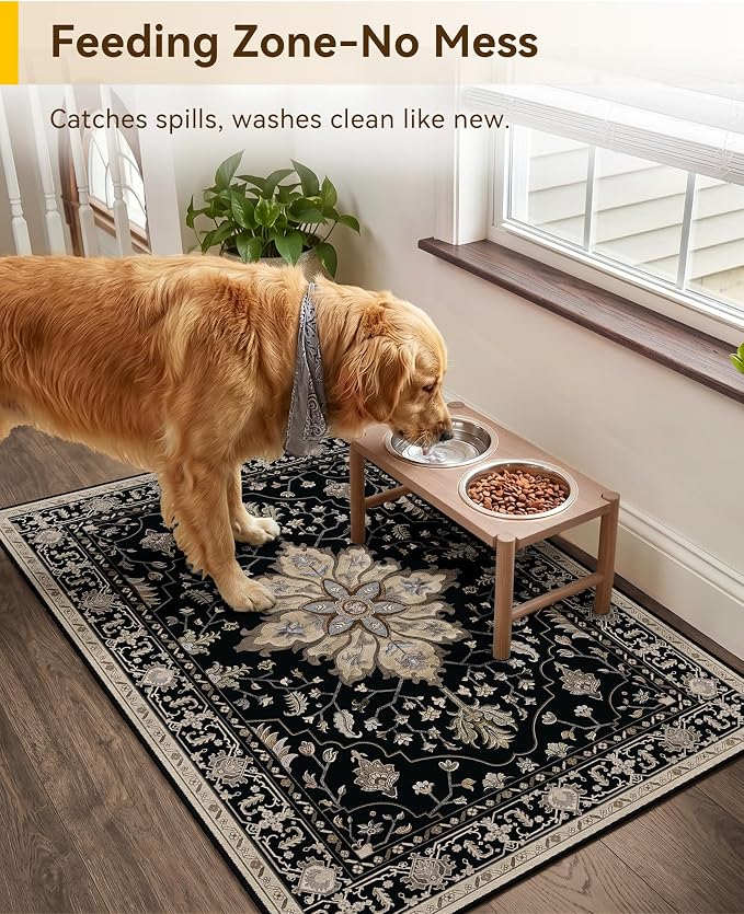 RELEANY Washable Area Rug, Small 2'x3', Water Repellent, Pet Friendly, Vintage - Image 4