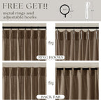 Dutch Cocoa Pinch Pleated Linen Semi Sheer Curtains 45 Inch Length 2 Panels | - Image 4