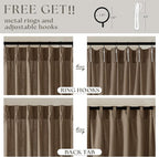 Memory Training 112 Inch Semi Sheer Linen Pleat Window Curtains Dutch Cocoa | - Image 4