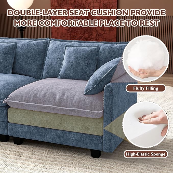 Ihanherry 114" V-Shaped Modern Sofa Modular Sectional Cloud Couch - Image 4
