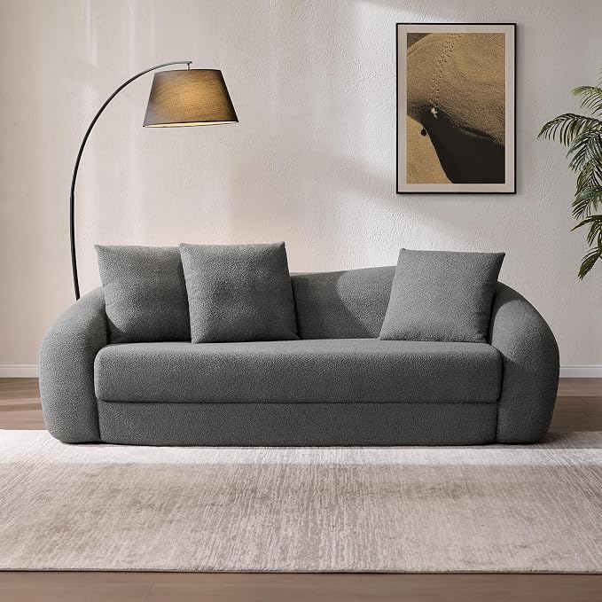 SICOTAS 90.6" Curved Convertible Sofa Couch Bed - Image 9