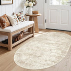 Soalmost Small Oval 3x5 Rug for Entryway Kitchen, Washable Area Rugs, Foldable - Image 2