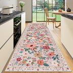 DUKINO 3x10 Runner Rug, Floral Washable Kitchen Runner Rug Non Slip, Low Pile - Image 6