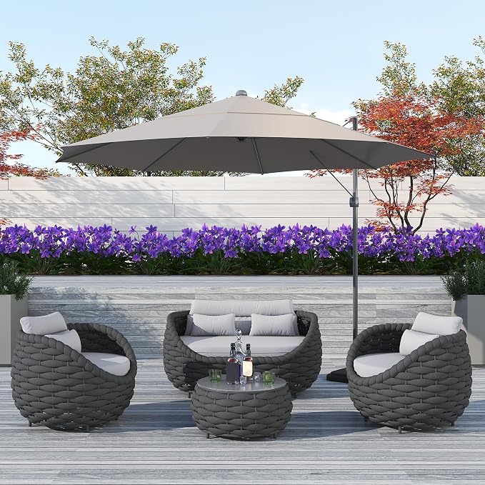 TWT Patio Furniture Sofa Set 4 Pieces Aluminum Outdoor Furniture w/27.8in - Image 6