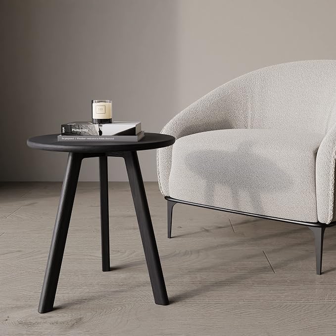 Round End Table Side Table 100% Solid Wood Occasional Table Minimal - Image 7