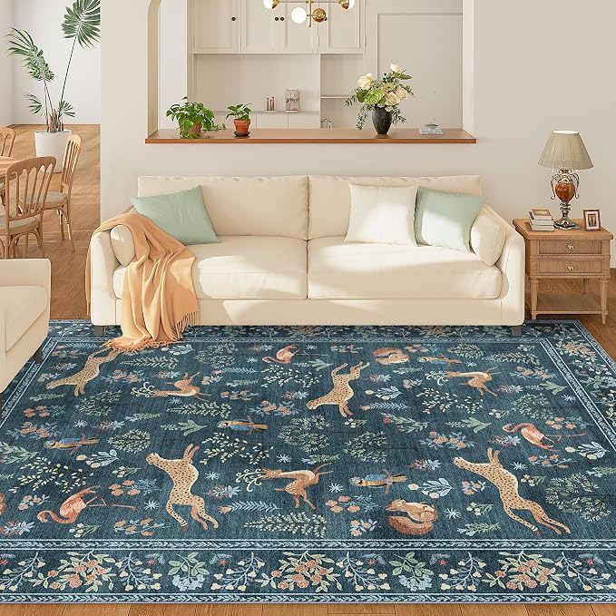 DUKINO 6x9 Area Rug, Washable Animal Living Room Rug Non Slip, Low Pile - Image 3