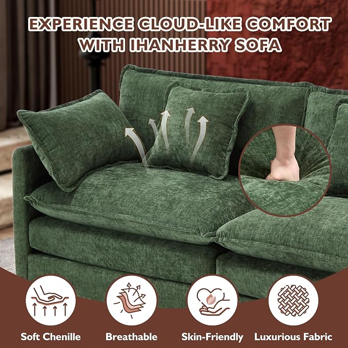 Ihanherry 146" U-Shaped Modern Sofa Modular Sectional Cloud Couch - Image 5