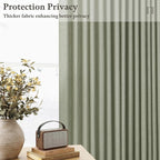 Sage Green 63 Inch Semi Sheer Memory Trained Pleated Linen Curtains 50x63 | - Image 6