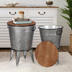 Rustee Rustic Storage Farmhouse Accent Side Table, Antique Galvanized Metal End - Image 7
