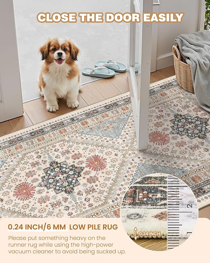 Runner Rug 2x8 Runners for Hallways Washable Rugs, Non Slip Low Pile Soft - Image 5