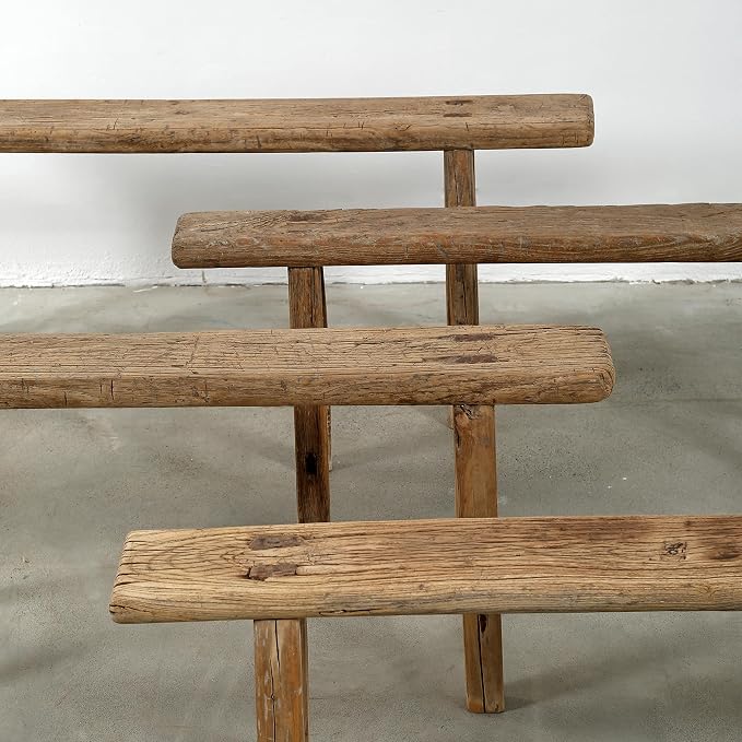 Artissance Handmade Wooden Entryway Bench, Vintage Noodle Bench - Image 13