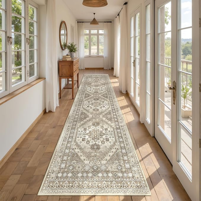 2.5x10 Kitchen Runner Rug Non Slip Vintage Washable Rugs, Carpet Runner - Image 3
