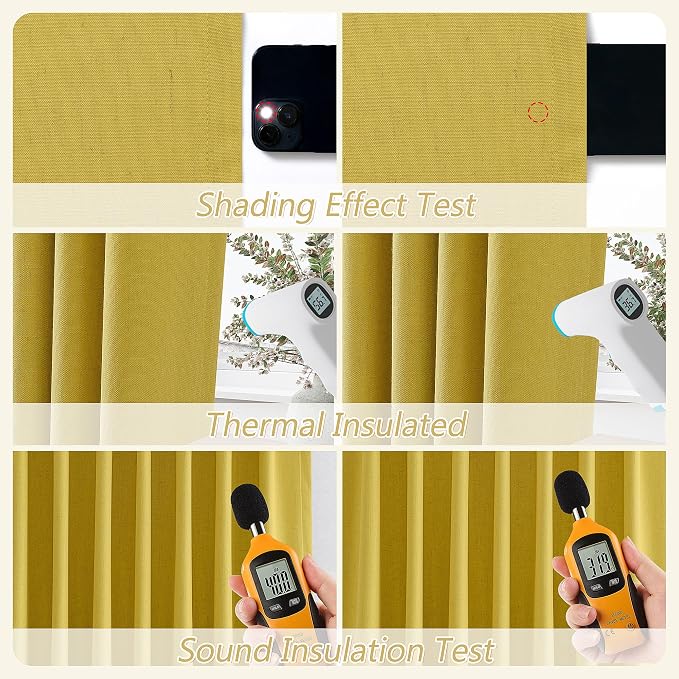 100% Blackout Curtains 90 Inch Length 2 Panels Set - Image 6