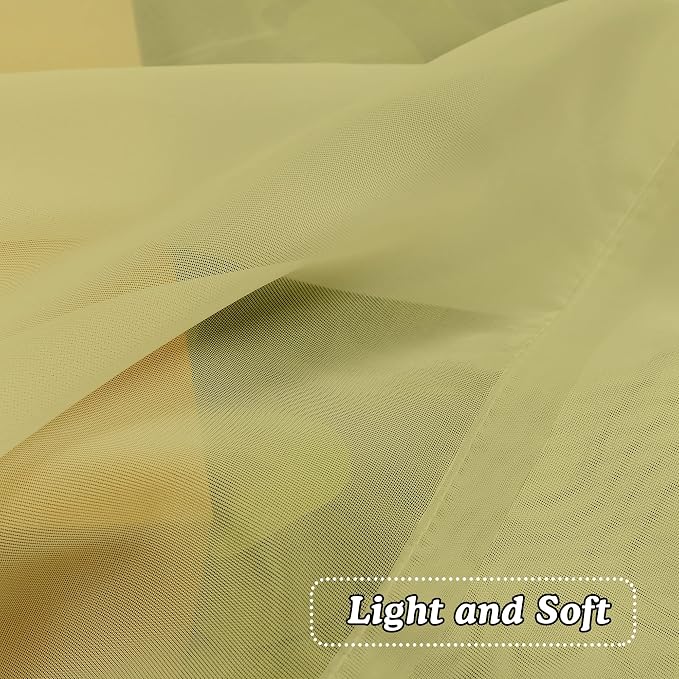 Mustard Yellow Sheer Curtains 108 Inches Long, Light Filtering Airy Transparent - Image 5