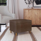 HomePop - Dinah 24" Storage Ottoman- Brown Faux Leather - Image 2
