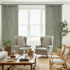 120 Inch Pinch Pleated Light Filtering Linen Curtains Sage Green 2 Panels | - Image 7