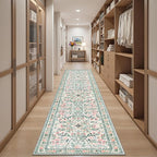 PLHXFR 2x5 Washable Runner Rug：Floral Indoor Kitchen Carpet Green Beige | - Image 5