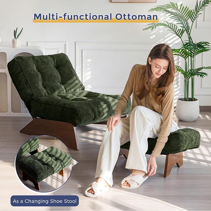 MAXYOYO Accent Chair with Ottoman Adjustable Backrest, Tufted Living Room Chair - Image 7