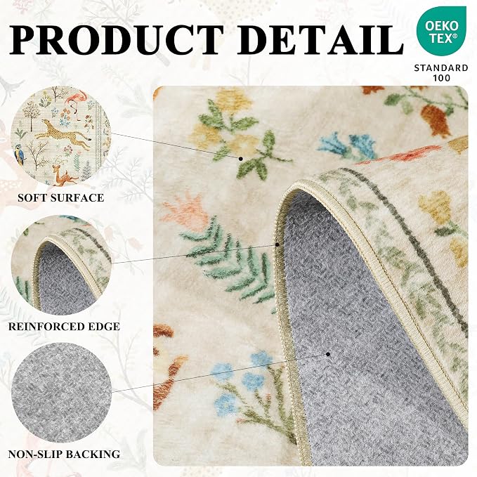 DUKINO 3x10 Washable Runner Rug, Non Slip Animal Rug - Image 4