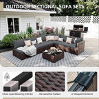 UPHA 9 Pieces Patio Furniture Sets, Wicker Outdoor Sectional Sofa Couch - Image 3