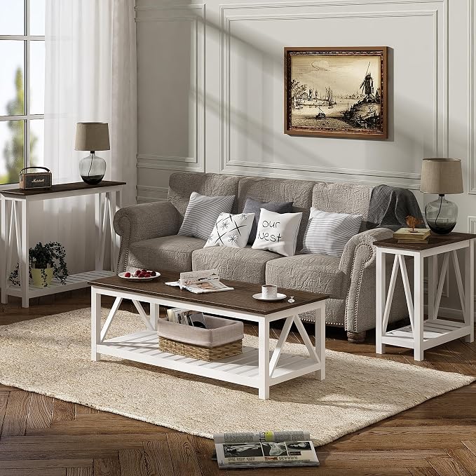 ChooChoo Farmhouse Coffee Table, Rustic Vintage Living Room Table - Image 7