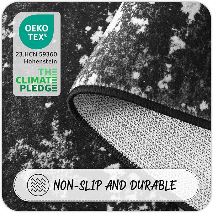 Washable 2x6 Black Runner Rug for Hallway Kitchen Entryway Non Slip | Runner - Image 4