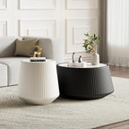 Modern Marble Nesting Coffee Table Set of 2, 26.77" Cup Shaped Coffee and End by Henf
