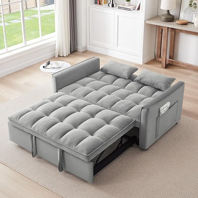3-in-1 Convertible Sleeper Sofa Bed, 55 inch Small Couch - Image 4