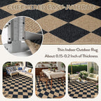 Lahome Checkered Easy Jute Outdoor Patio Rug, 6x9 Living Room Rugs Washable | - Image 4
