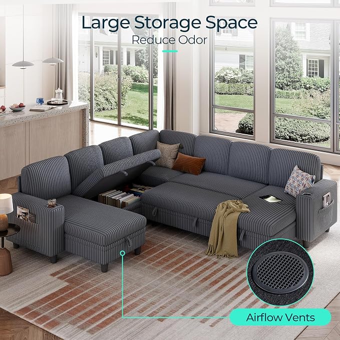 LINSY HOME Sectional Sleeper Sofa Pull Out Couches - Image 4